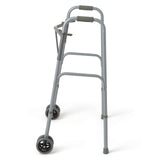 Medline Heavy Duty Bariatric Extra Wide Folding Walker wtih 5" Wheels, Supports up to 600 lbs, Comfort Foam Hand Grips