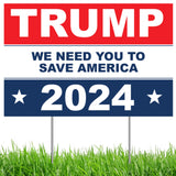 Trump 2024 Yard Sign, Trump Signs for Yard, 12" x 18" inches Double Sided with H-Metal Stake, Trump 2024 Signs for Yard, WNYTSA Yard Sign, Trump Signs, Donald Trump Yard Sign, Trump Lawn Sign