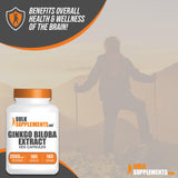 BulkSupplements.com Ginkgo Biloba Extract Capsules - Ginkgo Biloba 2000mg, Ginkgo Biloba Supplements, Ginkgo Biloba Pills - Vegan-Friendly, 1 Capsule per Serving, 180 Veg Capsules