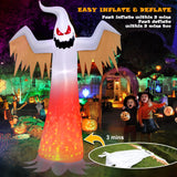 12 FT Giant Halloween Inflatable Ghost Outdoor Decorations, Huge Blow up Ghost, Built-in LED Fire Flame with Blinking Red Eyes, Scary Spooky Ghost Decor for Yard Garden Lawn Patio Home Holiday Party