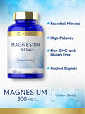 Carlyle Magnesium 500mg | 400 Coated Caplets | Vegetarian, Non-GMO, and Gluten Free Supplement