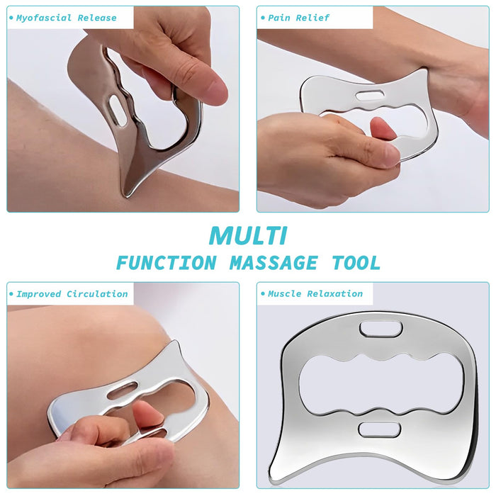 2-in-1 Stainless Steel Gua Sha Muscle Scraper Tool, Myofascial Scraping Tools for Physical Therapy, Lymphatic Drainage Massager, IASTM Tools, Soft Tissue Massage Tool (S+D)