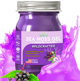 Bualle Sea Moss Gel Elderberry Irish Seamoss Gel, Organic Raw Sea Moss Gel Rich in Minerals, Proteins & Vitamins, Natural Wildcrafted Antioxidant Health Supplement