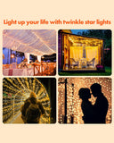 Twinkle Star 2 Pack Solar String Lights Outdoor Waterproof, 120 LED 39.4 FT Solar Fairy Lights for Outside with 8 Modes, Christmas Tree Light for Patio Garden Party Backyard Wedding Decor Warm White