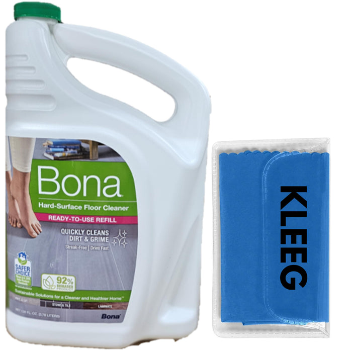 KLEEG Bona Hard-Surface Floor Cleaner Refill | Bona Hard-Surface Floor Cleaner Refill Bundled Cleaning Packet