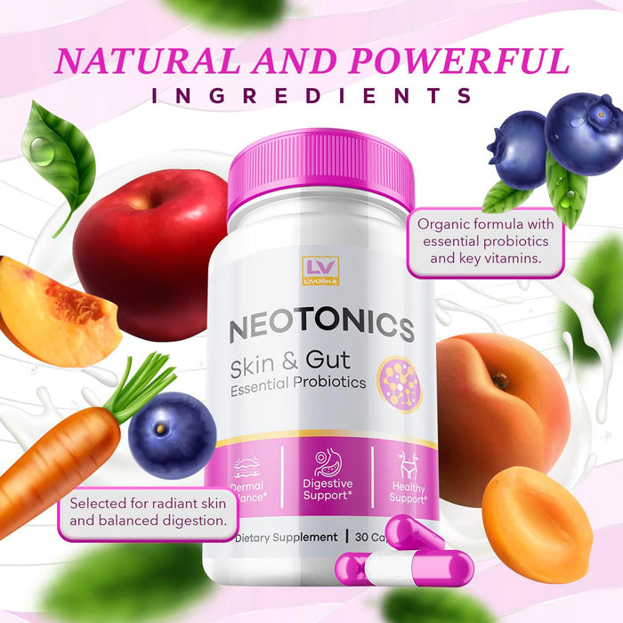 1 Pack - Neotonics Capsules - Neotonic Skin & Gut Essential Probiotics, Neotonic, Neotonics Skin 30 Capsules For 1 Month, Neotonics Skin And Gut Organic, Neotonics Reviews, Neotonics Skin Care.