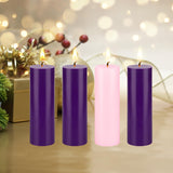 Mega Candles 4 pcs Unscented Christmas Advent Round Pillar Candle, Hand Poured Premium Wax Candles 2 Inch x 6 Inch, Holidays, Church, Decorations, Devotional, Celebration, Party & More