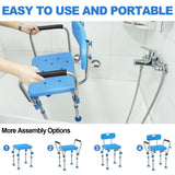 UGarden FSA/HSA Eligible Upgraded Stainless Steel Shower Chair Seat, 500LBS Shower Chair for Inside Shower with Padded Armrests&Back, Adjustable Bath Chair, Anti-Slip Handicap Shower Stool for Elderly