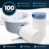MED PRIDE Disposable Bedside Commode Liner Bags [Pack of 100]- Odor-Control Leakproof Bed Pan Liners With Drawstring- Universal Fit Potty Chair Liners For Buckets & Camping Portable Toilets