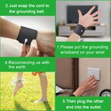 Grounding Wristband Conductive Carbon Leatherette for Better Sleep, Reduce Pain and Inflammation, Reconnect to the Earth Recovery, Safe for Kids and Adults (Grounding Wristband)