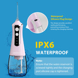 GENKENT Water Dental Flosser Cordless for Teeth Cleaning 300ML Dental Oral Irrigator 3 Modes 5 Tips Rechargeable Waterproof Electric Flossing for Home Travel (Pink)