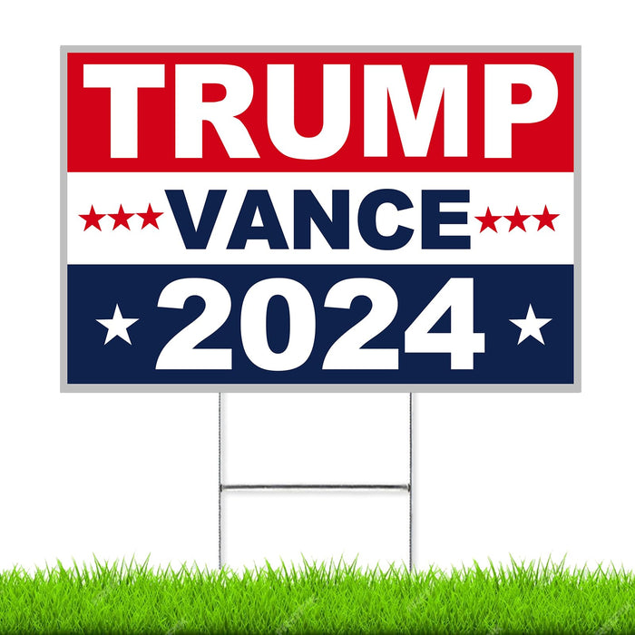 Oligei Trump Yard Signs, Large Trump yard signs 2024 18" X 24", Trump-Vance Yard Signs 2024 Double Sided Fade Resistant, Take America Back Trump Vance Signs for Yard Heavy Duty Metal H-Frames