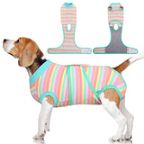 FUAMEY Recovery Suit for Dogs After Surgery,Soft Breathable Dog Bodysuit E-Collar & Cone Alternative Surgical Suit,Male Female Dog Neuter Spay Suits Anti Licking Wounds Onesie Mint Green Stripes XL