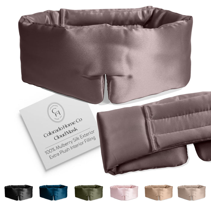 Colorado Home Co Sleep Mask, Silk Eye Sleeping Mask, Blackout Eye Mask for Sleeping Cooling, Adjustable Sleep Mask Side Sleeper, Travel Face & Eye Sleep Mask for Women and Men, Cloud Eye Covers, Mauve