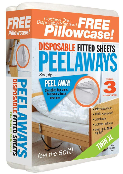 PEELAWAYS | Waterproof Disposable Bed Sheets for Homecare & Caregiving | Absorbent, and Easy-to-Change 3-Layer Sheets for Home, Hospital Beds, Elderly Care, Potty Training | 80" x 39" x 9"