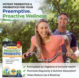 Prebiotics and Probiotic with Whole Food Enzymes for Adults Women & Men - Probiotics Lactobacillus Acidophilus - Digestive Health Capsules Shelf Stable Supplement - Non-GMO Gluten & Dairy Free -30ct