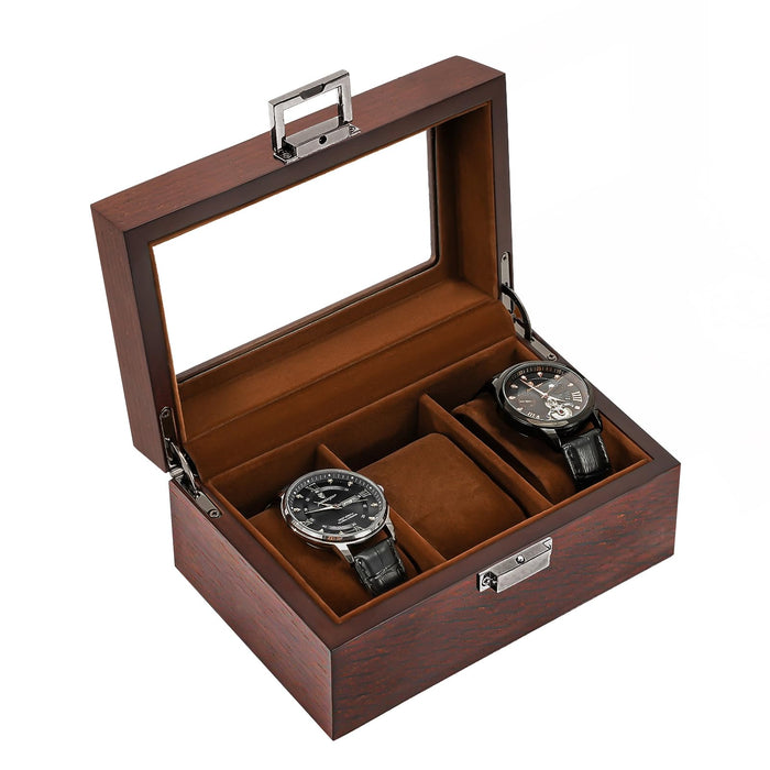 ProCase Wooden Watch Box, 3 Slot Mens Watch Display Case, Espresso