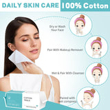 Disposable Face Towel 400 Count, Soft Cotton Facial Dry Wipes, Multi-Purpose for Skin Care, Makeup Remover, Face Wipes and Facial Cleansing