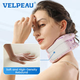 Velpeau Fashion Neck Brace for Sleeping -Soft Cervical Collar for Snooze, Anti Snoring, Sleep Apnea, Foam Wraps Keep Vertebrae Stable Relief Pain and Support for Women & Men (Pink, L: 14-16.5 inch)