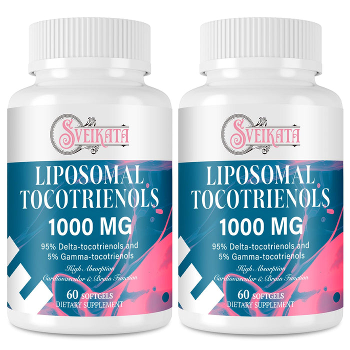 Liposomal Tocotrienols Supplement 1000mg, Vitamin E, Advanced Formula with 95% Delta-tocotrienols, 5% Gamma-tocotrienols - 60 Softgels （2 Bottle）