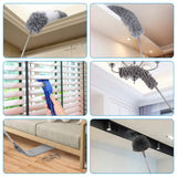 Microfiber Extendable Feather Duster (11pcs) with 100" Extension Pole, Washable Reusable Bendable Dusters for Cleaning Ceiling Fan, High Ceiling, TV, Blinds, Cars