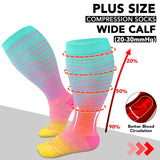 Refeel 3 Packs Plus Size Compression Socks Wide Calf For Women & Men - Large Size Knee High Support Stockings For Medical…