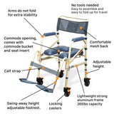 SolutionBased - FSA HSA Eligible - Lightweight Aluminum Folding Rolling Shower Chair for Elderly and Disabled - Rolling Commode Shower Wheelchair - Commode - Handicap Shower Chair with Wheels