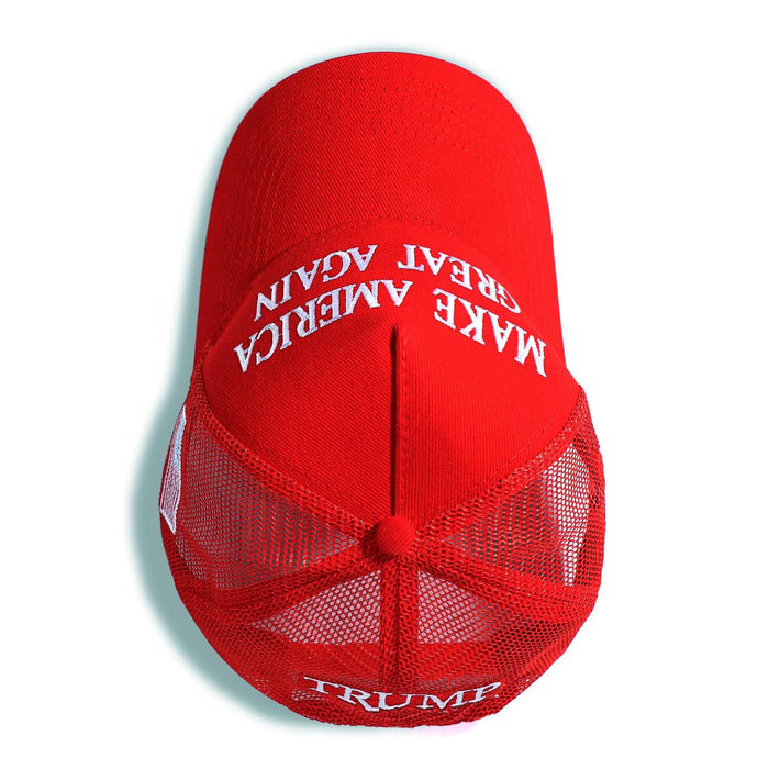 Trump 2024 45-47 MAGA Trucker Hat Make America Great Again Slogan with USA Flag Adjustable Baseball Cap Mesh Snap(Red MAGA Hat)