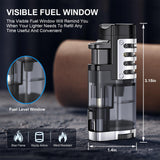 Torch Lighter Butane Refillable Triple Jet Flame Torch Lighters, Windproof Adjustable Flame Butane Torch Lighter with Punch 2 Pack (without Fuel)