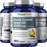 NusaPure Black Seed Oil 2000mg per Serving - 180 Softgel Caps (Non-GMO, Gluten-Free) Cold-Pressed Nigella Sativa