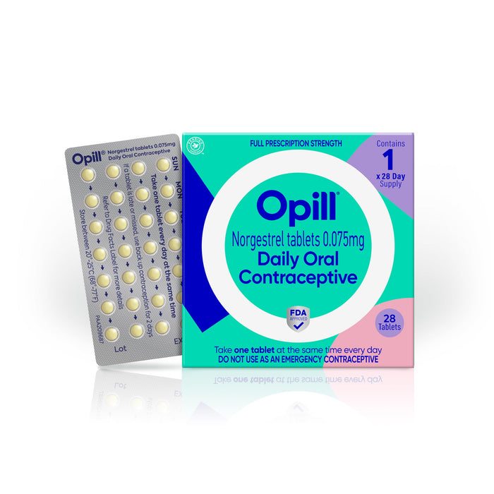 Opill, Daily Oral Birth Control Pills, Over-The-Counter Progestin-Only Contraceptive, FDA-Approved & Estrogen-Free, 28 Count