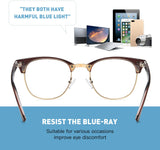 AOMASTE Blue Light Blocking Glasses Retro Semi Rimless UV400 Clear Lens Computer Eyewear For Men Women