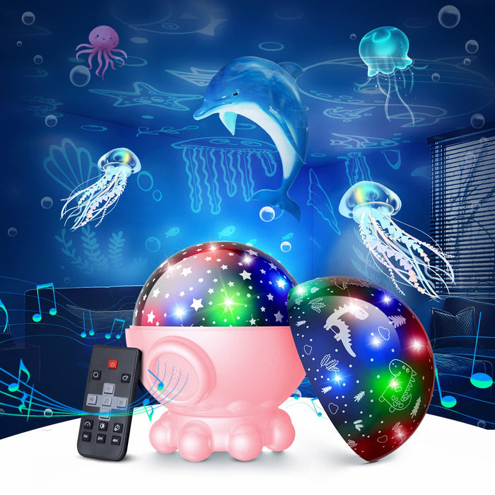 Night Light Projector,Ocean Star Night Light for Kids Room,Dinosaur Toys with 360° Rotation,Remote and Timer,3 Projection Films,17 Light Modes,9 Lullaby Songs,Birthday Christmas Gifts Kids Toys