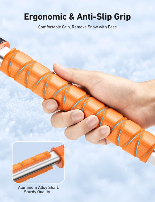 AstroAI 39.37" Ice Scraper and Snow Brush for Car Windshield with Foam Grip and 360° Pivoting Brush Head for Christmas Car Auto Truck SUV(Orange)