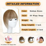 NAYOO Bangs Hair Clip in Bangs Human Hair 360° Cover Wipsy Bangs Hair for Women, 2 Secure Clips in Full Fringe Fake Bangs Hair Toppers for Women Girls Daily Wear (Wispy Bangs, Medium Brown)