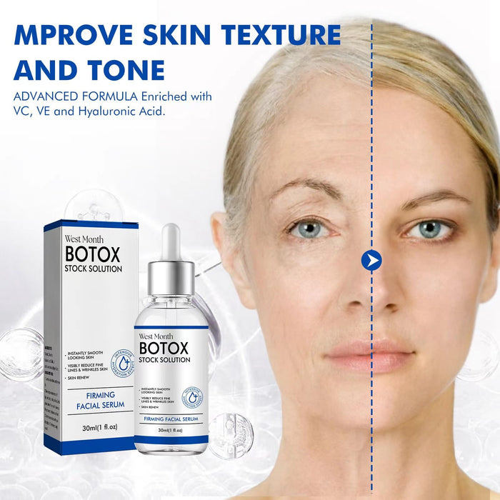 Botox Face Serum, Botox Stock Solution Facial Serum with Vitamin C & E, Instant Face Lift & Anti Aging Serum, Boost Skin Collagen, Reduce Fine Lines, Wrinkles, Plump Skin