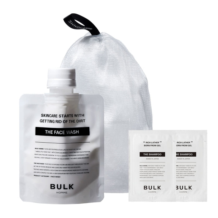 Bulk Om Face Wash Men's 3.5 oz (100 g) & Foaming Net 7.1 x 10.2 inches (180 x 260 mm) + Shampoo Samples 2 Doses