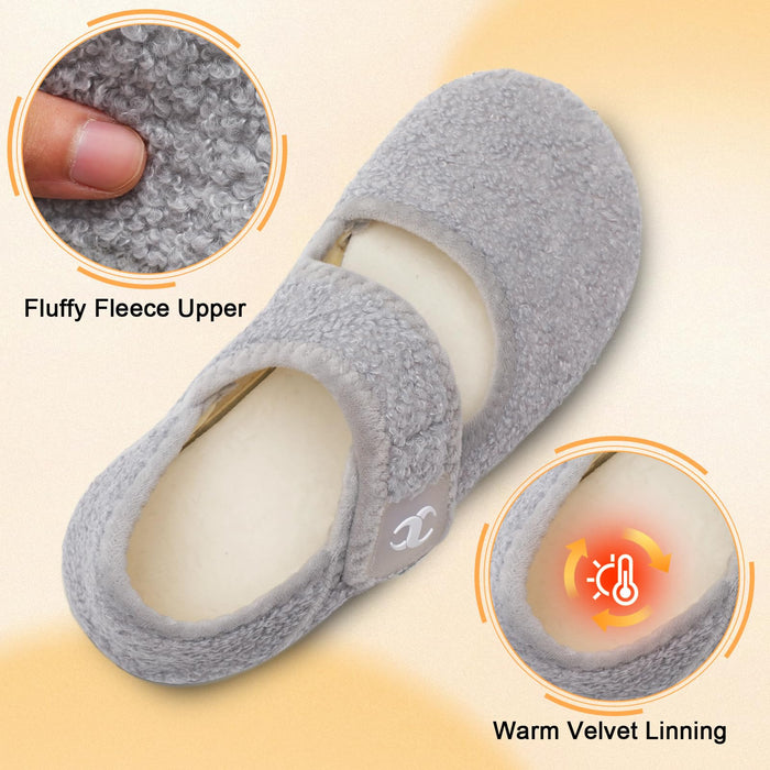 Barefoot Slippers Elderly Women Senior Mom Diabetic Slippers Slip On Woman's Slippers Indoor Bootie Slippers Women for Summer Fall Winter Grey Size