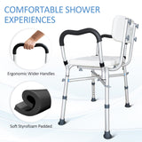 KingPavonini Shower Chair for Inside Shower, 550LBs Heavy Duty Bath Chair with Arms, Medical Shower Seat, Bath Stool Safety Shower Bench with Reinforced Crossing Bar for Elderly, Adults, Disabled