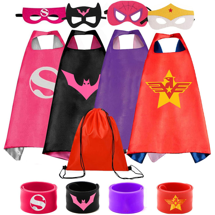 KARAZZO Superhero Capes Set and Wristbands Kids Costumes Halloween Christmas Cosplay Dress Up Gift for Boys Girls 4pcs for girls