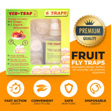 6 Pack Fruit Fly Trap | No Insecticides or Odor, Eco Friendly, Also Catch gnats