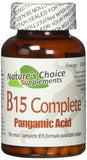 NATURE'S CHOICE Supplements B15 Complete Extra Strength, Pangamic Acid, with TMG&DMG 500mg 90 Capsules