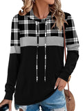 Angerella Womens Black Buffalo Plaid Hoodies Long Sleeve Hoody Sweater Christmas Pullover Sweatshirt Fall Shirts M