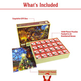 Advent Puzzle 2024 Christmas Jigsaw Puzzles Christmas Cabin Puzzle 24 Parts 1008 Pieces Puzzles for Adults Teens Kids Jigsaw Puzzles 1008 Pieces Holiday Puzzle Countdown to Christmas Puzzles Gift