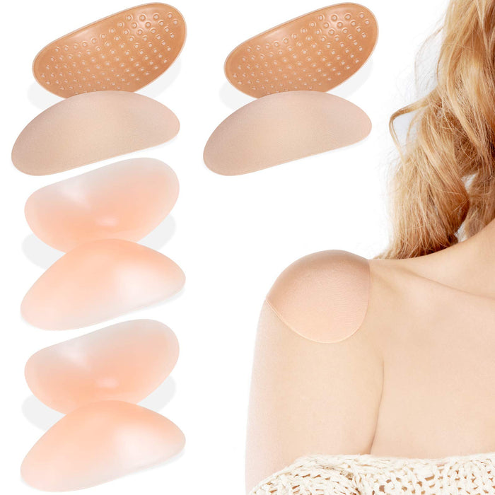 WILLBOND 4 Pairs Women Shoulder Pads Push up Soft Adhesive Silicone Shoulder Pads Anti Slip Enhancer Shoulder Pads for Women Clothing (Flesh Color, Transparent Flesh Color)