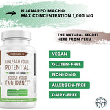 Huanarpo Macho Powder Capsules - Max Strength 1000mg (120 Count) - Male Support, Energy & Performance for Men - Non-GMO, Gluten-Free, Dairy-Free & Vegan