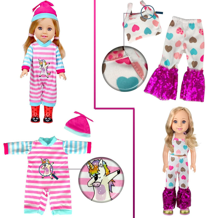 WONDOLL 10-Sets Doll-Clothes for American-14-inch-Dolls - Compatible with 14.5-inch-Dolls Handmade Clothes and Outfits Accessories Christmas Birthday Gift for Little Girl