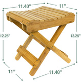 Sorbus Bamboo Folding Step Stool Bench - for Shaving, Shower Foot Rest, Bath Chair - Great for Bathroom, Spa, Sauna, Wooden Seat, Fully Assembled - 11.75" D x 12.25" W x 13.75" H