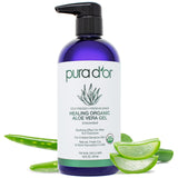 PURA D'OR 16 Oz ORGANIC Aloe Vera Gel - Unscented - All Natural - ZERO Artificial Preservatives - Deeply Hydrating & Moisturizing - Sunburn, Bug Bites, Rashes, Small Cuts, Eczema Relief - Skin & Hair